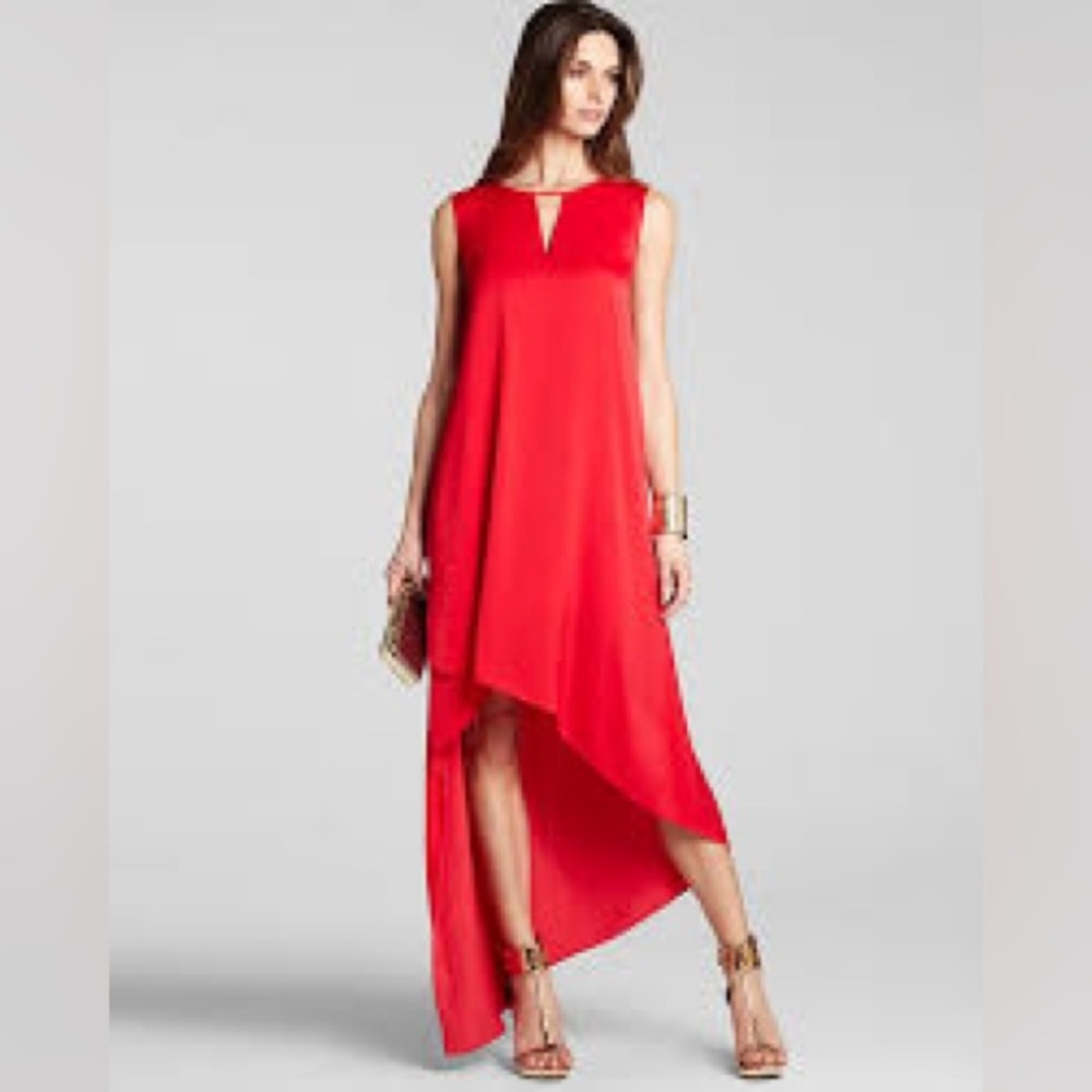 BCBGMAXAZRIA Womens Willow Asymmetrical Sleeveless Dress in Red Size Small